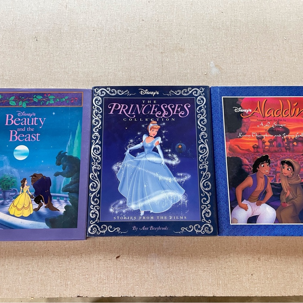 3 Disney signed storybooks Aladdin Cinderella Beauty and the Beast